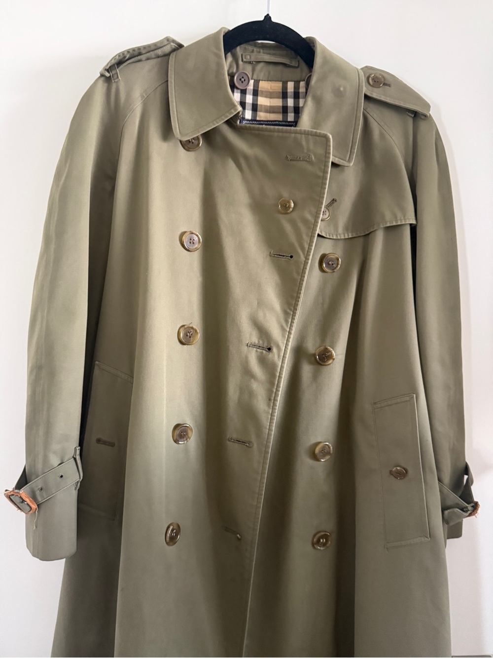 Burberry Olive Trench Coat with Signature Check Lining Vintage 10P - Picture 11 of 12